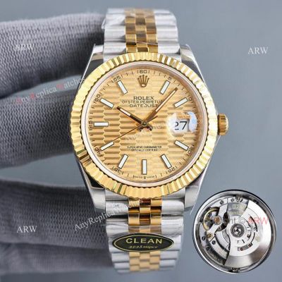 Clean Factory Rolex Datejust 3235 Gold Face Watch